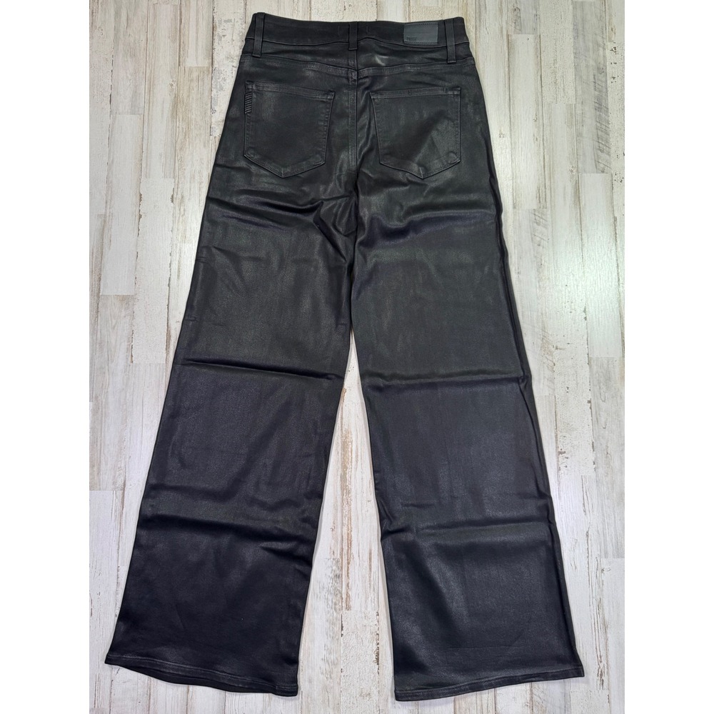 NWT PAIGE Jeans Womens 29 Black Anessa 31 High Rise Wide Leg Fog Luxe Coating - Picture 6 of 16